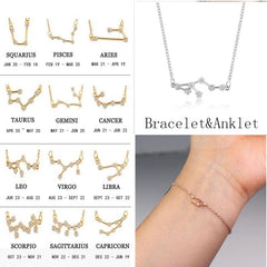 Trendy 12 Zodiac Constellation Chain Bracelet For Women Vintage Gold Sliver Color Crystal Anklet 2019 Bracelet Bohemian Jewelry